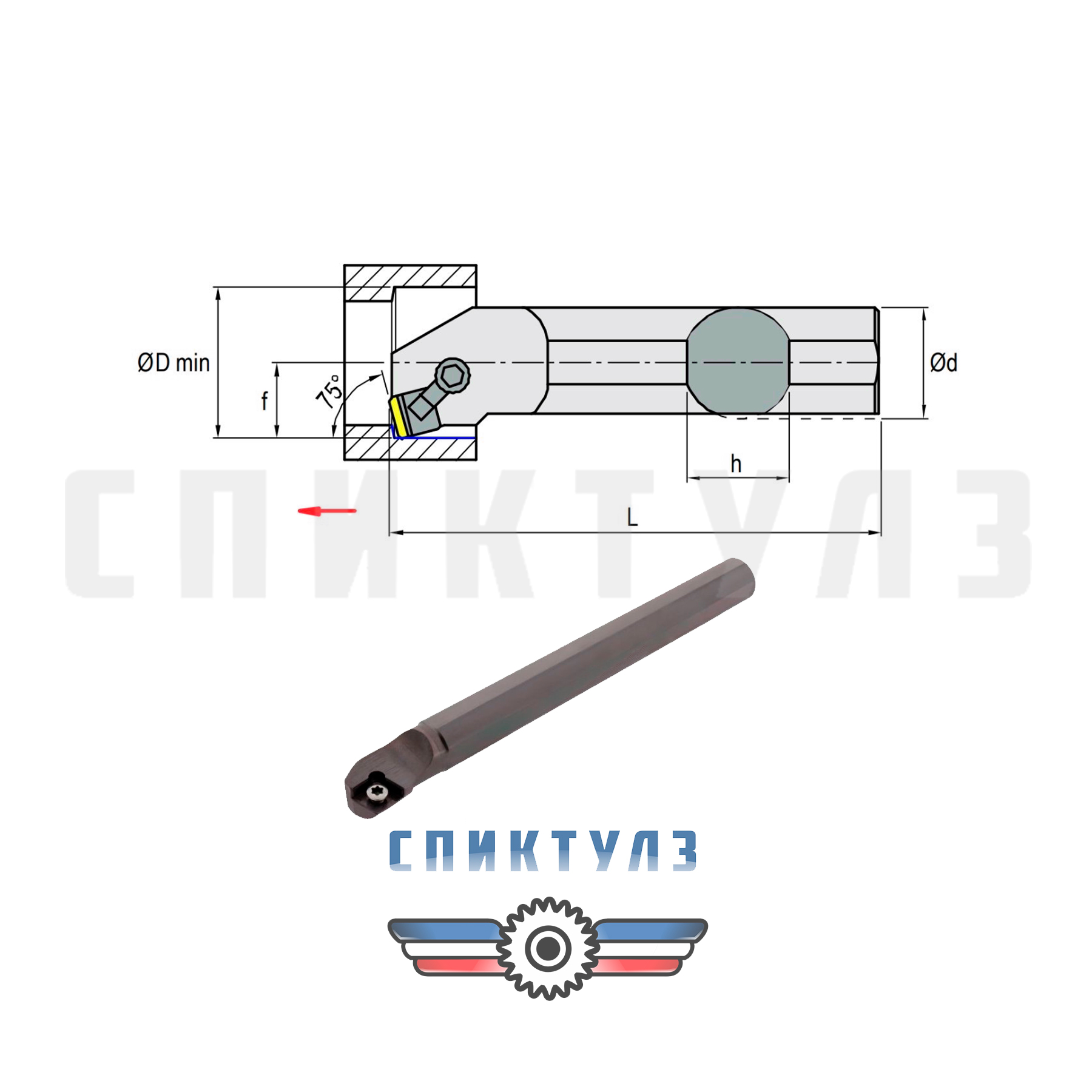 Рекомендуем товар «Резец с мех. крепл. CSKPR Ø16 09  HP 108 расточной РФ»